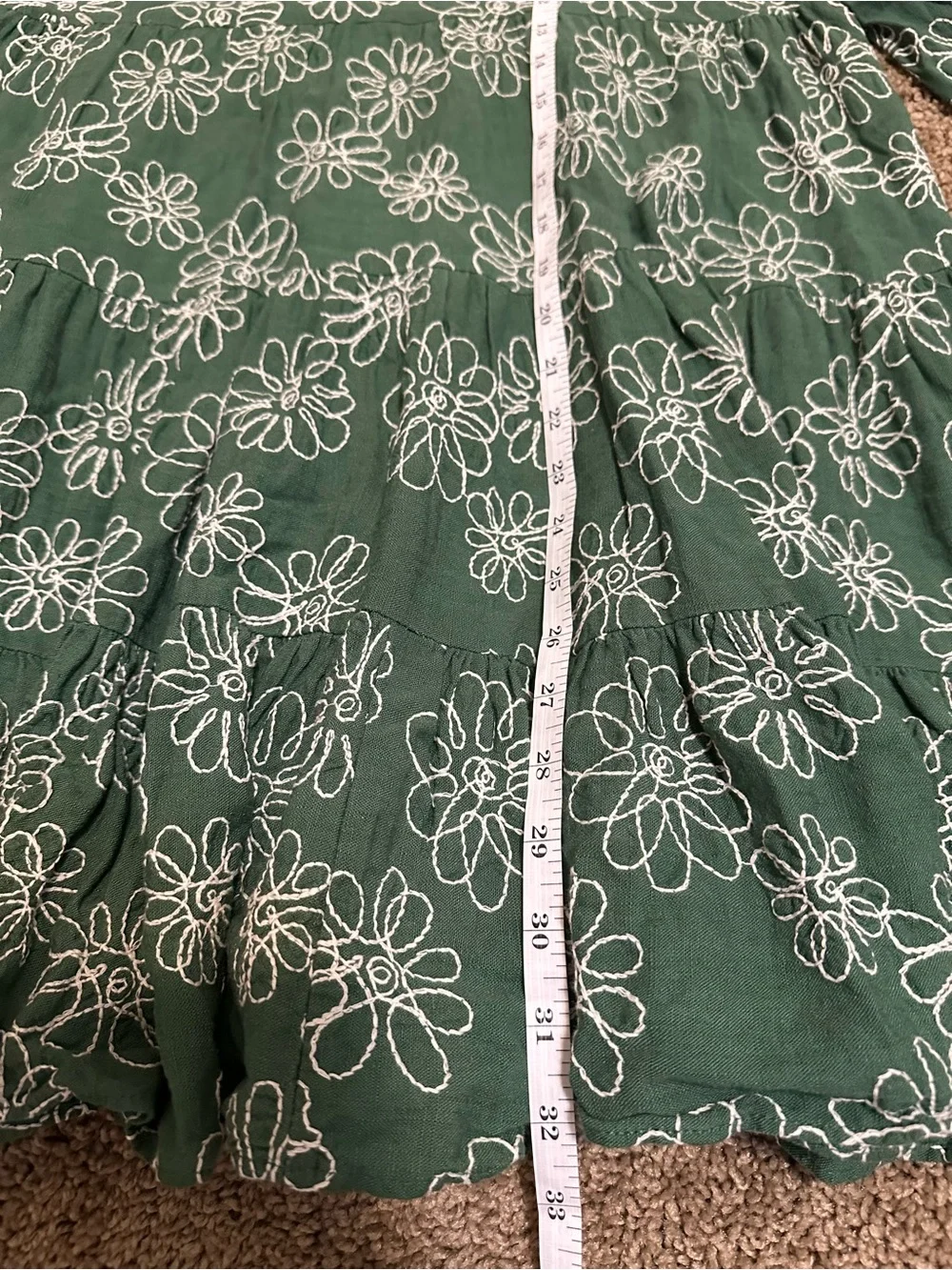 Zara Green "Diana" Floral Embroidered Dress Size Small - Picture 7 of 10